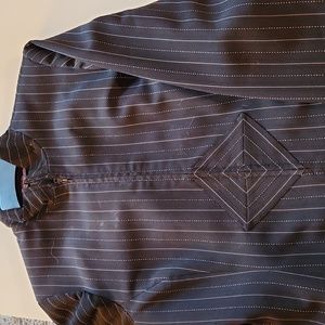 Simon Chang 2 piece skirt and jacket beautifully detailed pin stripe suit black